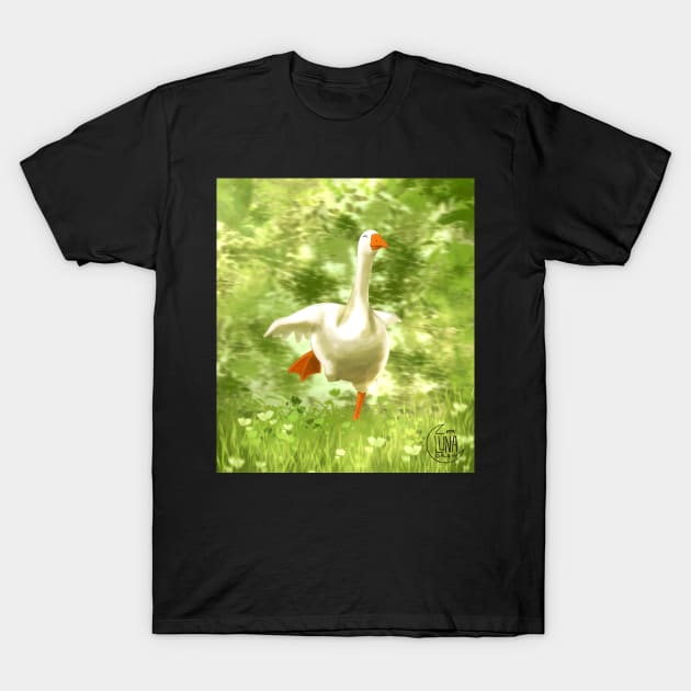 Running Happy Goose T-Shirt by la'lunadraw